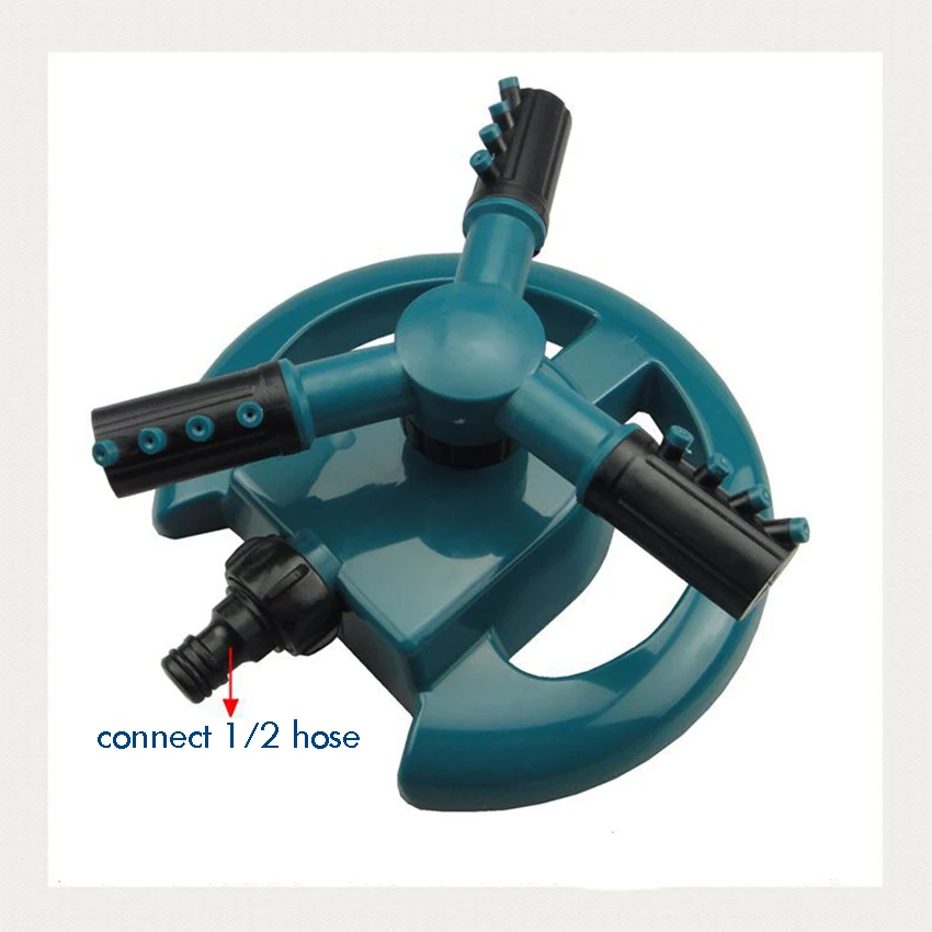 3-Arm Lawn Sprinkler, Round Base Automatic 360 Degree Rotating Garden Water Sprinklers Lawn Irrigation System for Yard Outdoor