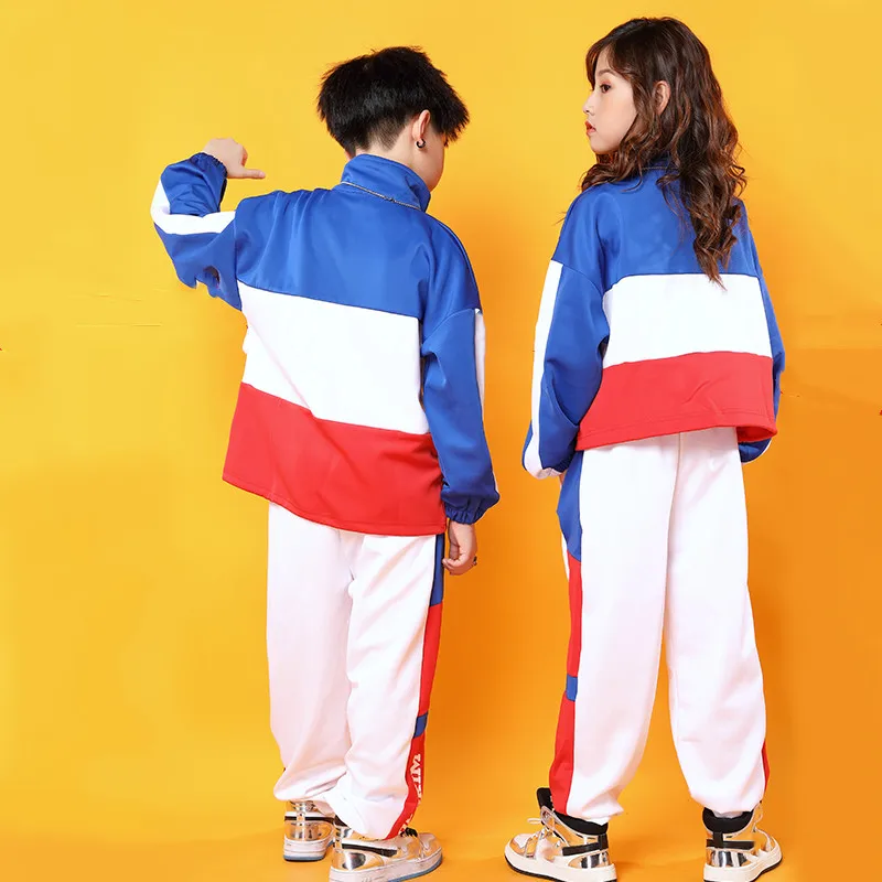 Kids Cool Hip Hop Clothing Stand Collar Jacket Coat Pullover Top Running Causal Pants for Girls Boys Jazz Dance Costumes Clothes (5)