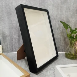 3cm Deep Wooden Shadow Box Frame for 3D Art Display - Nordic Style Photo Decor (Black frame)