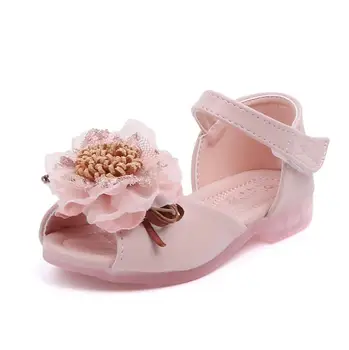 

New Summer Baby Girls Sandals Non-Slip Soft Bottom Toddler Infant Shoes Kids Big Flower Princess Shoes For Children Girl