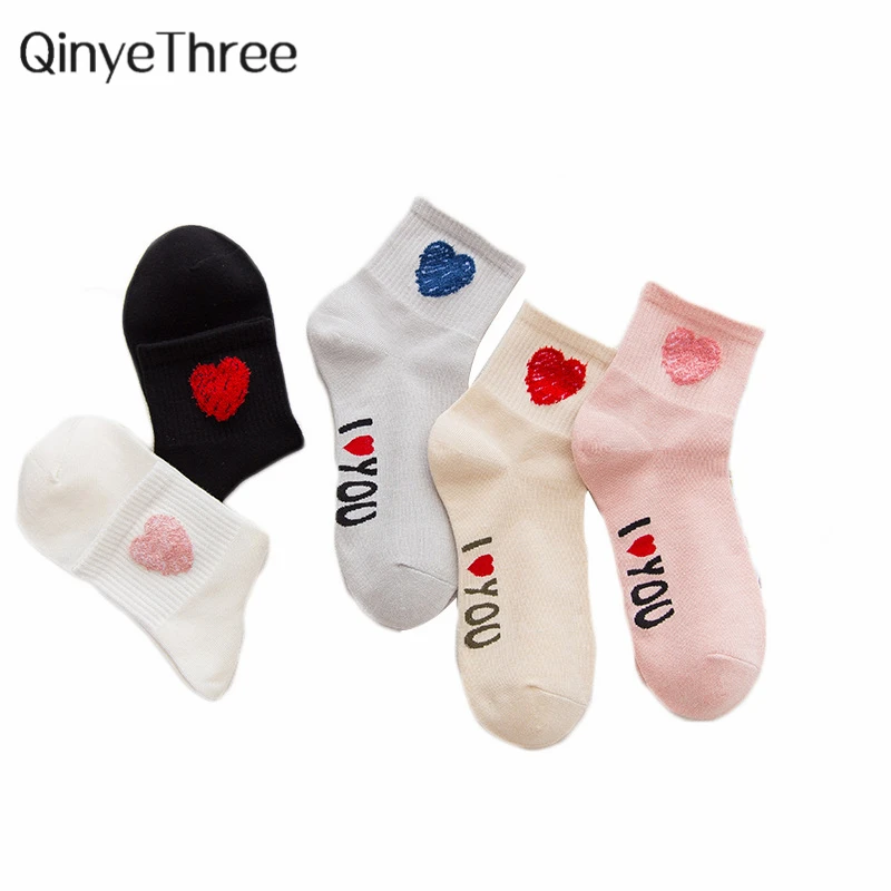 Новинка милые мягкие теплые хлопковые зимние носки с объемным сердечком и