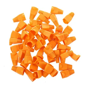 

50 Pcs RJ45 Connector Modular Network Plug End Cap Boot Guard Orange
