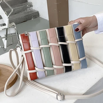 

2020 New Ladies Fashion Chain Shoulder Bags PU Leather Woven BagS Solid Color All-Match Messenger Bag Designer Bread Bag