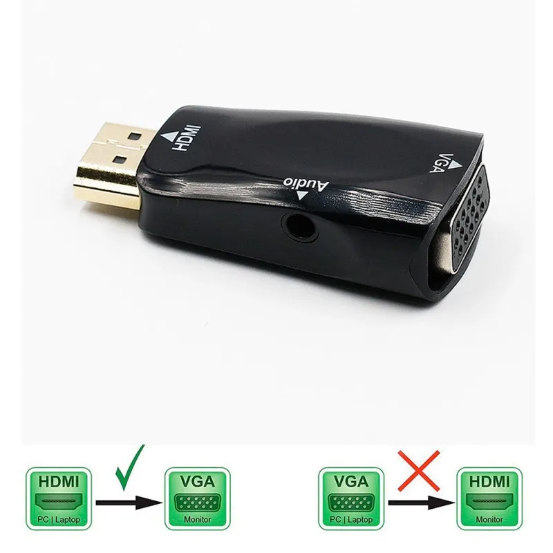  Nuovo HD 1080P HDMI a VGA Adattatore Audio Cavo Convertitore Maschio a Femmina Per PC TV Del Comput