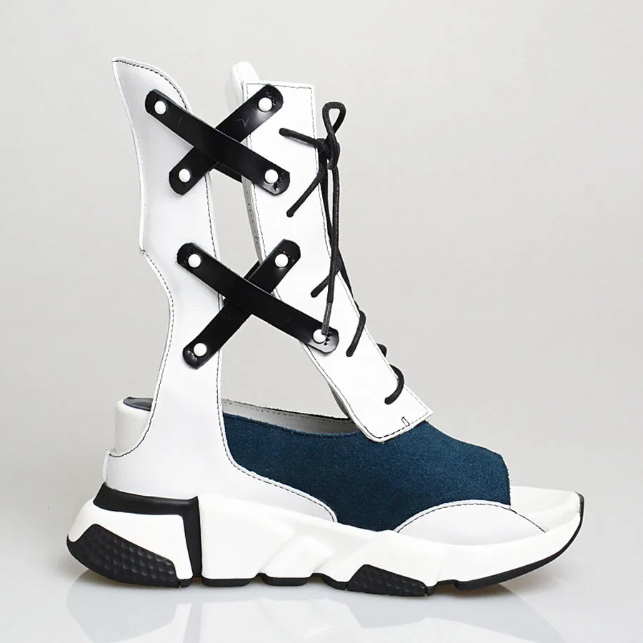 Prova Perfetto женские высокие ботинки из натуральной кожи с вырезами и пэчворком