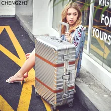 CHENGZHI винтажный чемодан на колёсиках, чемодан на колесиках, алюминиевая рама, дорожные сумки на колесиках для мужчин и женщин, чемодан для переноски