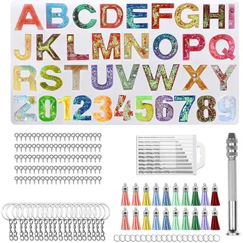 

DIY Resin Keychain Molds Set, with Key Rings Tassels Screw Eye Pins Vise Tools for Pendant Jewelry Epoxy Resin Crafts