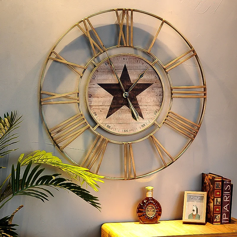 

Large Vintage Metal Wall Clock Big Industrial Creative Wall Clock Kitchen Digital Reloj Pared Vintage Luxury Wall Clock TT50WC