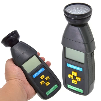 

DT2240B 5-Digit Handheld Non-Contact Stroboscope Tachometer Tester Photoelectric Revolution Meter Speedometer Tester 60-40000RPM