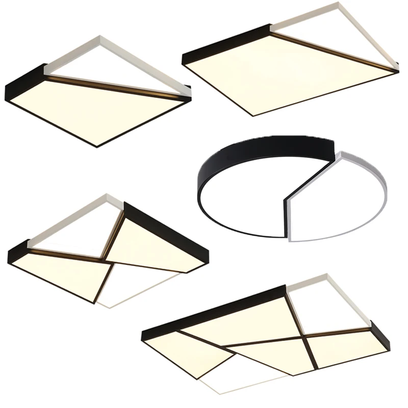 Современные светодиодные потолочные лампы для гостиной, светодиодные светильники для спальни, домашний потолочный светильник, AC90-265v, белый/черный цвет