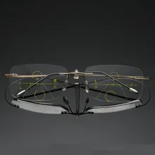 Титановый сплав, прогрессивные многофокальные очки для чтения, для мужчин и женщин, дальнозоркость, дальнозоркость, ультралегкие очки без оправы с коробкой NX