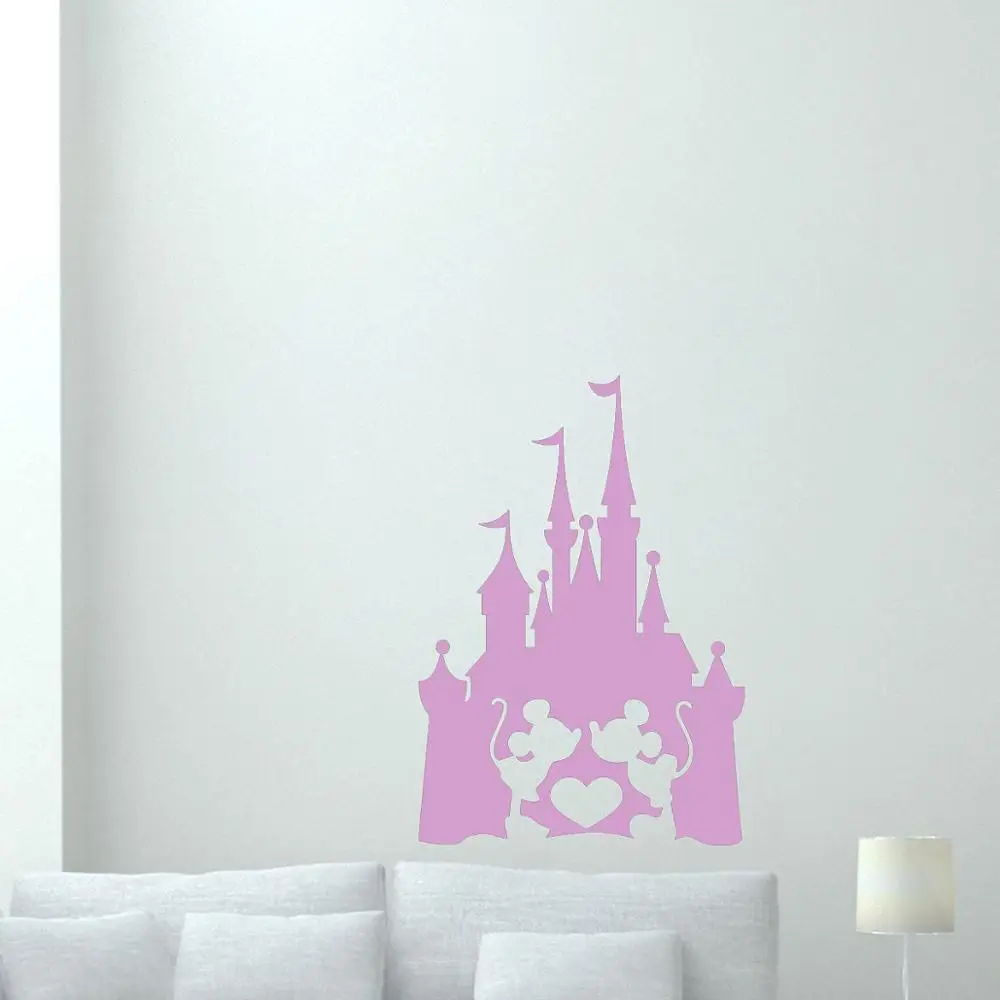 

Disney Castle with Mickey Mouse Minnie Heart Love Fairy Quote Kids Gift room accessories Vinyl Sticker girl room Decor sticker
