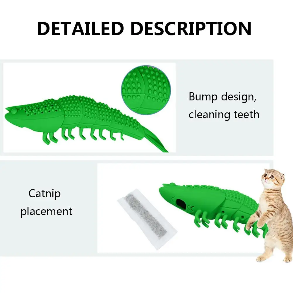 Игрушечная зубная щетка для кошек кошачья мята в форме креветки устойчивая к укусам резиновая Чистящая зубная палочка забавные игрушки для животных с 2 Кошачьей Мятой случайный цвет 30E