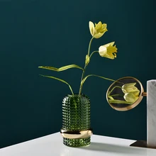 Скандинавские Ретро зеленые стеклянные вазы цветочные композиции дома гостиной стол украшения Ремесло отель офис настольные фигурки украшения