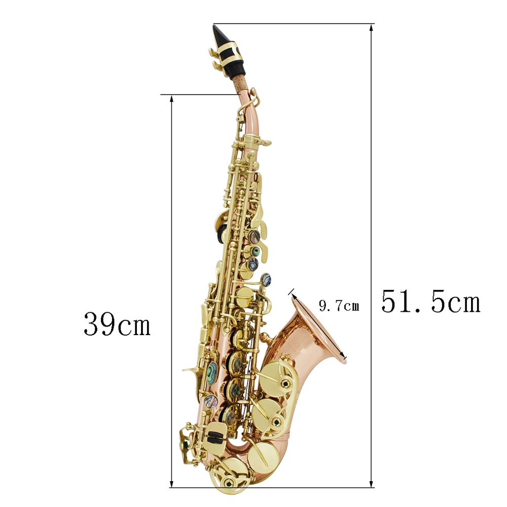 SLADE Goldenes Sopransaxophon, professionelles Holzblasinstrument, B-B-Flachsaxophon mit Box und Mundstück, Musikinstrumentenzubehör – Detail 9