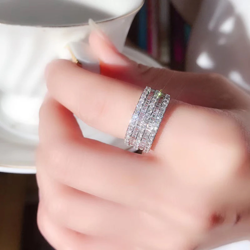 Цельное кольцо из белого золота 18 К 1,0ct с бриллиантами для женщин
