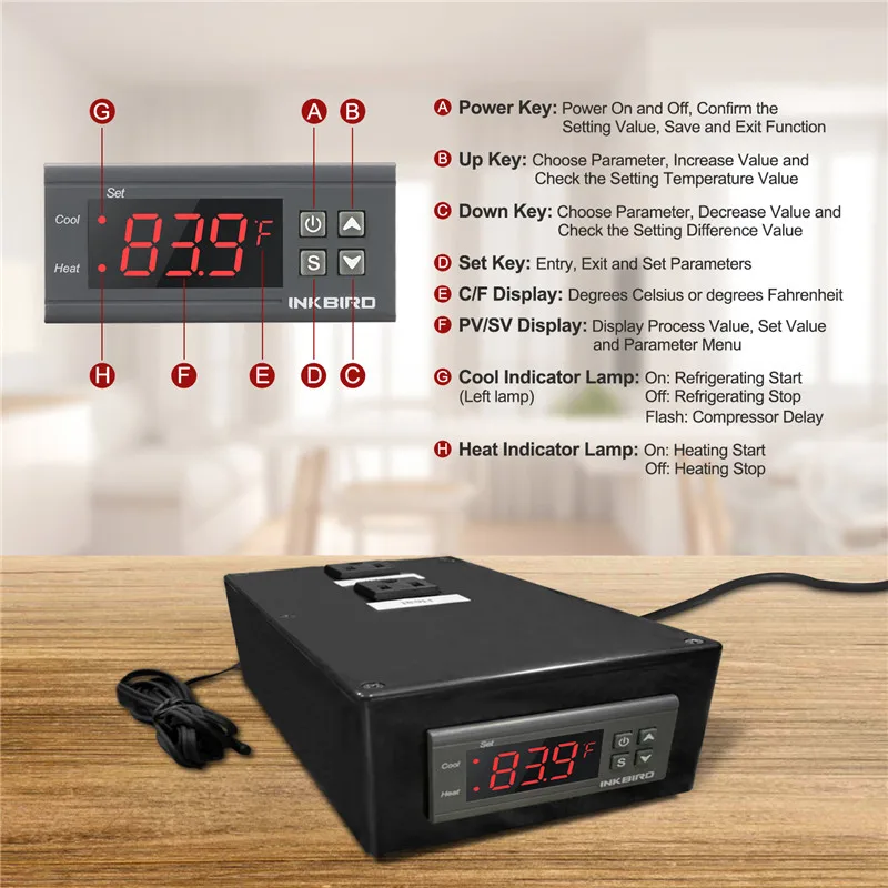 Inkbird ITC-1000 Digital Temp Controller Thermostat Home Brewing incubator 110V 