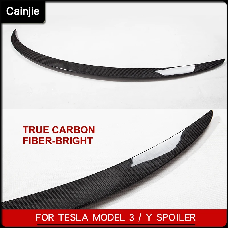 2022New Real Carbon Fiber Model3 Spoiler Accessories For Tesla Model 3 Y 2017- 2021 2022 Tail Rear Trunk Lip Wing | Автомобили и