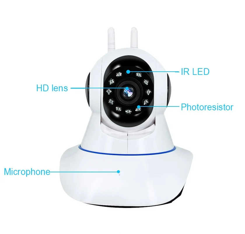 V380 1080 P IP-сети WI-FI HD видеонаблюдения Камера 355 градусов PTZ IR-CUT IP ROBOT3 SD H.264 Беспроводной IP Камера поддерживает 64 ГБ