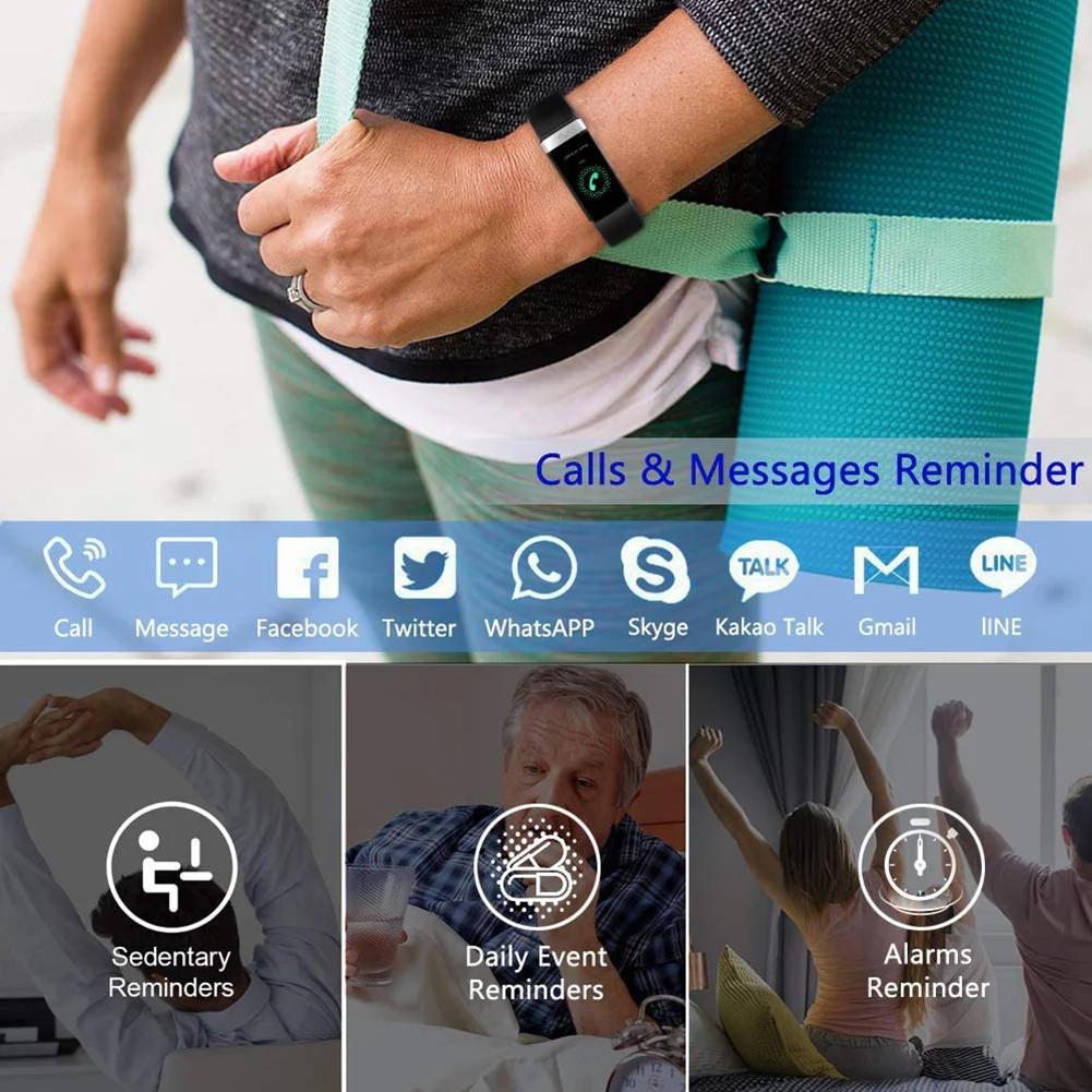 V19 ECG Bluetooth4.0 Heart Rate Blood Pressure Sleep Monitoring Smart Bracelet USB Port Charging Smart Bracelet