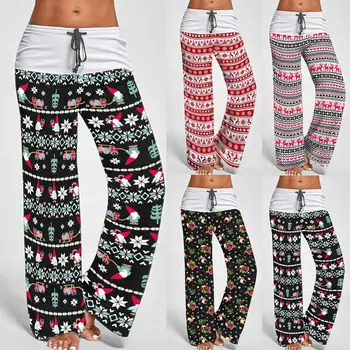 

Women Christmas Print Wide Leg Long Sport Yoga Trousers Loose Drawstring Pants Sport Yoga Trousers Loose Drawstring Pants Trouse
