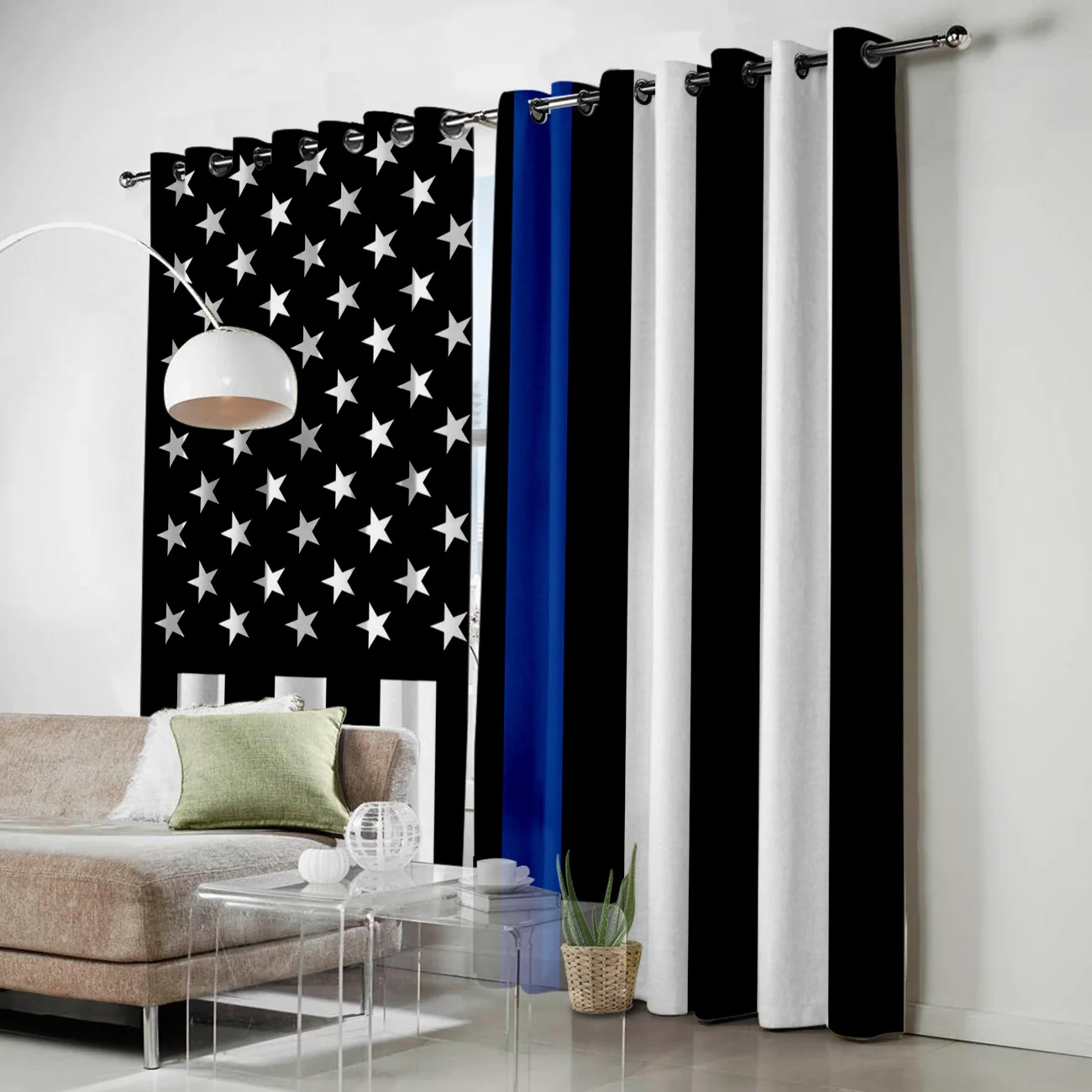 Черные, белые и синие, американские флаги оконные занавески, занавески для окон, занавески для кухни на открытом воздухе