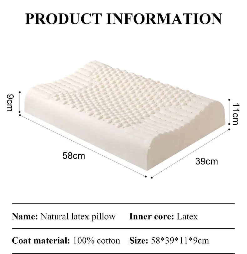 Pure Natural Latex Orthopedic Pillows Thailand Remedial Neck Sleep