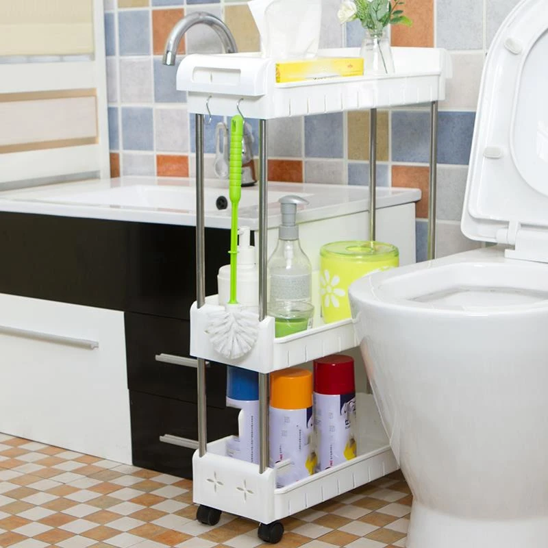 3 Tier Slim Storage Cart Mobile Shelving Unit Slide Out Storage Tower For Kitche