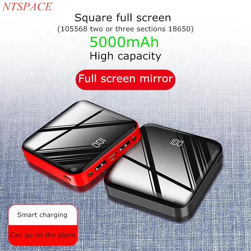 

Mini LED light full screen LCD display charging treasure large capacity For iPhone/Samsung dual USB portable mobile power supply