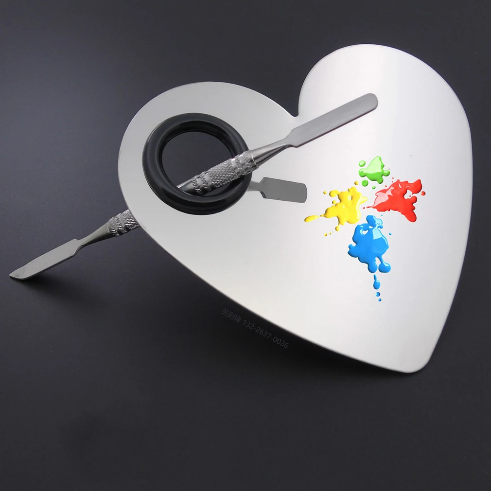 304 Stainless Steel New Heart Shape Makeup Mixer Nail Palette Set Spatula Fashion Pallet Artist Tools Hot |