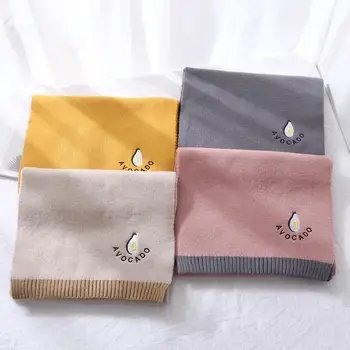 

2019Avocado New Korean Scarf Women Knitted Wool Solid Color Bib Cartoon Thicken Warm Student Bib
