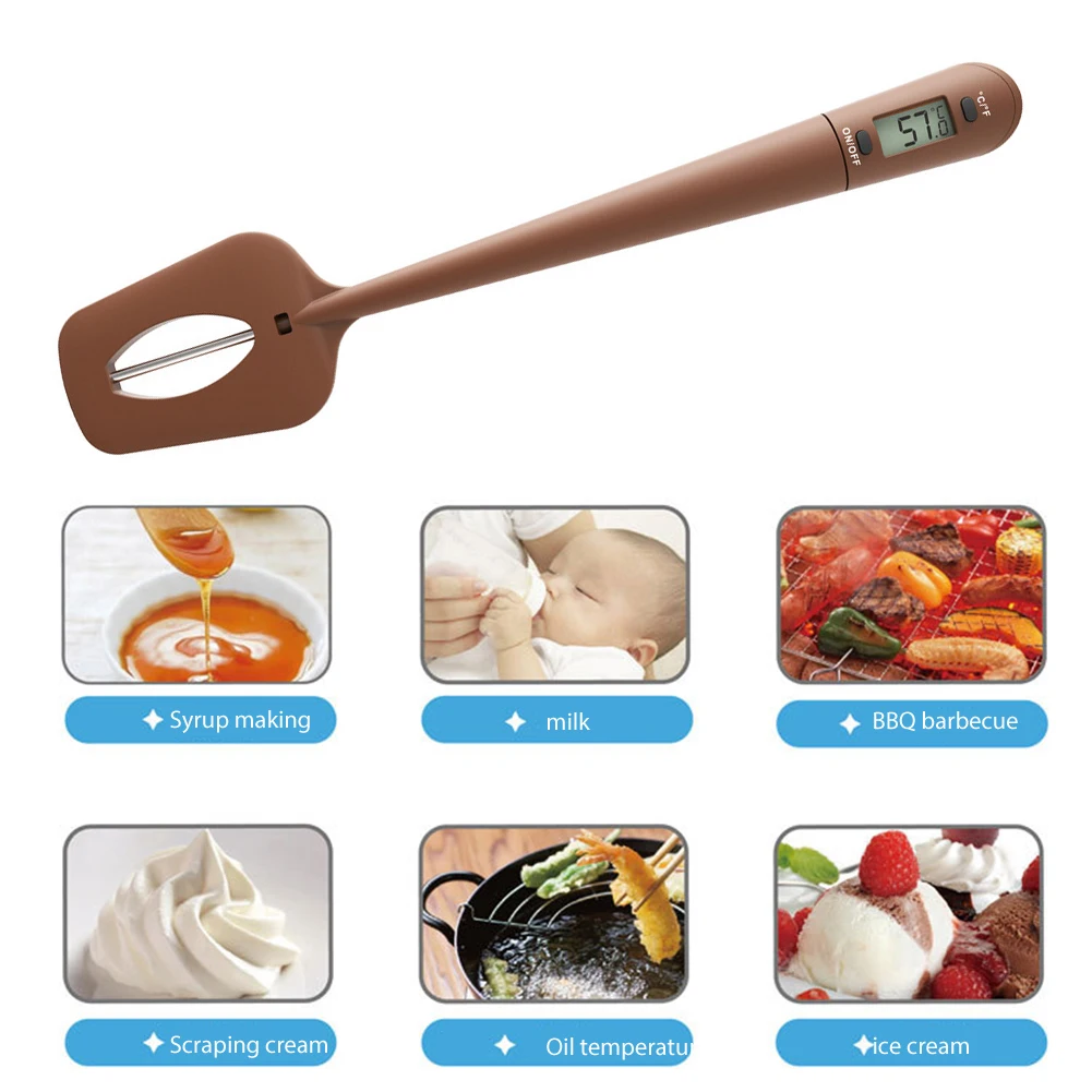 Spatule Thermomètre de Cuisson à Viande, Sauce, Chocolat, Pâtisserie, Bain  Marie - Affichage Digital - Sonde en Acier Inoxydable, Spatule en Silicone