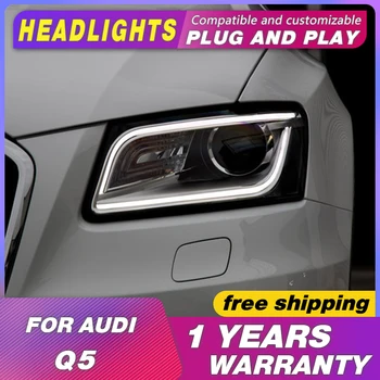 

2pcs Car Headlight assembly for AUDI Q5 2009-2016 DoubleU Angel Eye LED head lamp for AUDI Q5 DRL Lens Double Beam H7 hid kit