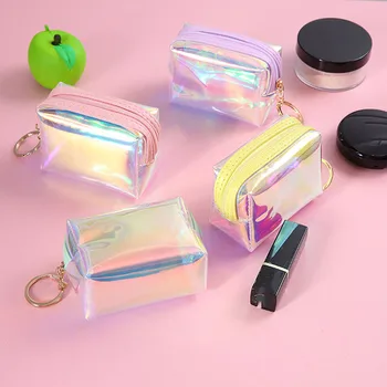 

Laser PVC Card Transparent Coin Purse Women Wallet Clear Short Purse Mini Money Wallet Card Holder Female Zipper Wallets