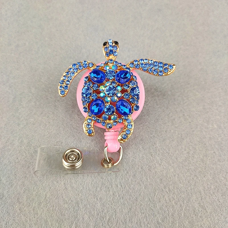 pink03 1 шт. Королевский синий Стразы черепаха подарок для медсестры выдвижная катушка ID бейдж имя держатель для офиса аксессуар - Цвет: pink03