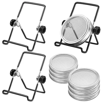

9 Pieces of Germination Starter Kit Stainless Steel Germination Cover Filter Cover and Germination Bracket Set