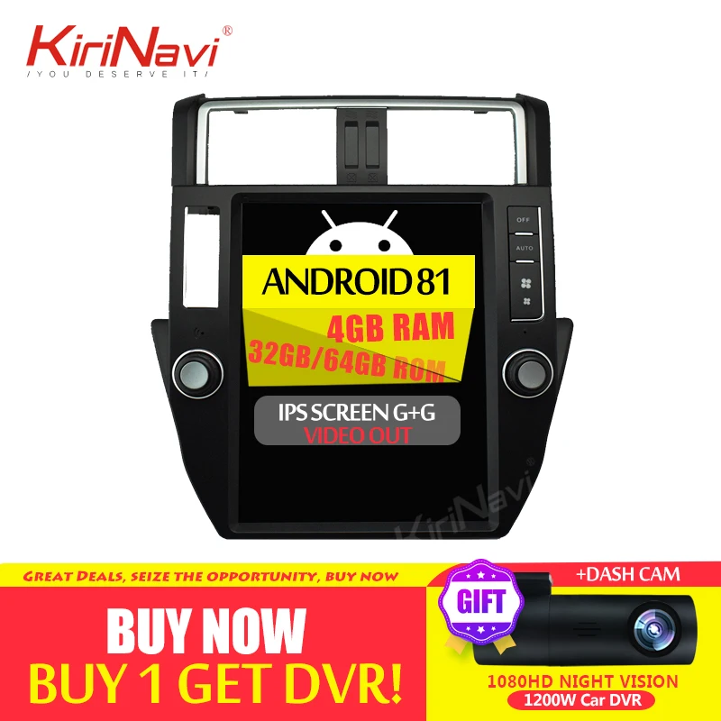 Kirinavi 12," 2 Din Android 8,1 автомобильный проигрыватель с радио и GPS для Toyota Prado Android автомобильный мультимедийный видеоплеер навигация 2010-2013