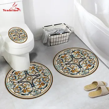 

Self Adhesive Toilet Stickers Bathroom Creative Waterproof Ground Sticker Floor Wallpaper Home Decoration Mural Abstract Style