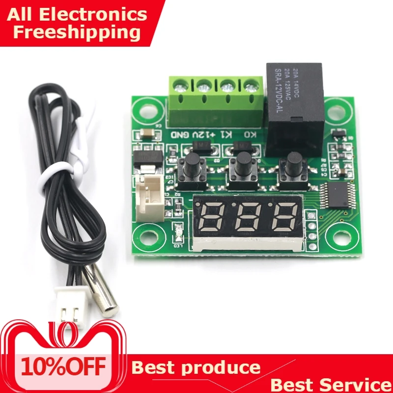 

10PCS W1209 DC 12V heat cool temp thermostat temperature control switch temperature controller thermometer thermo controller