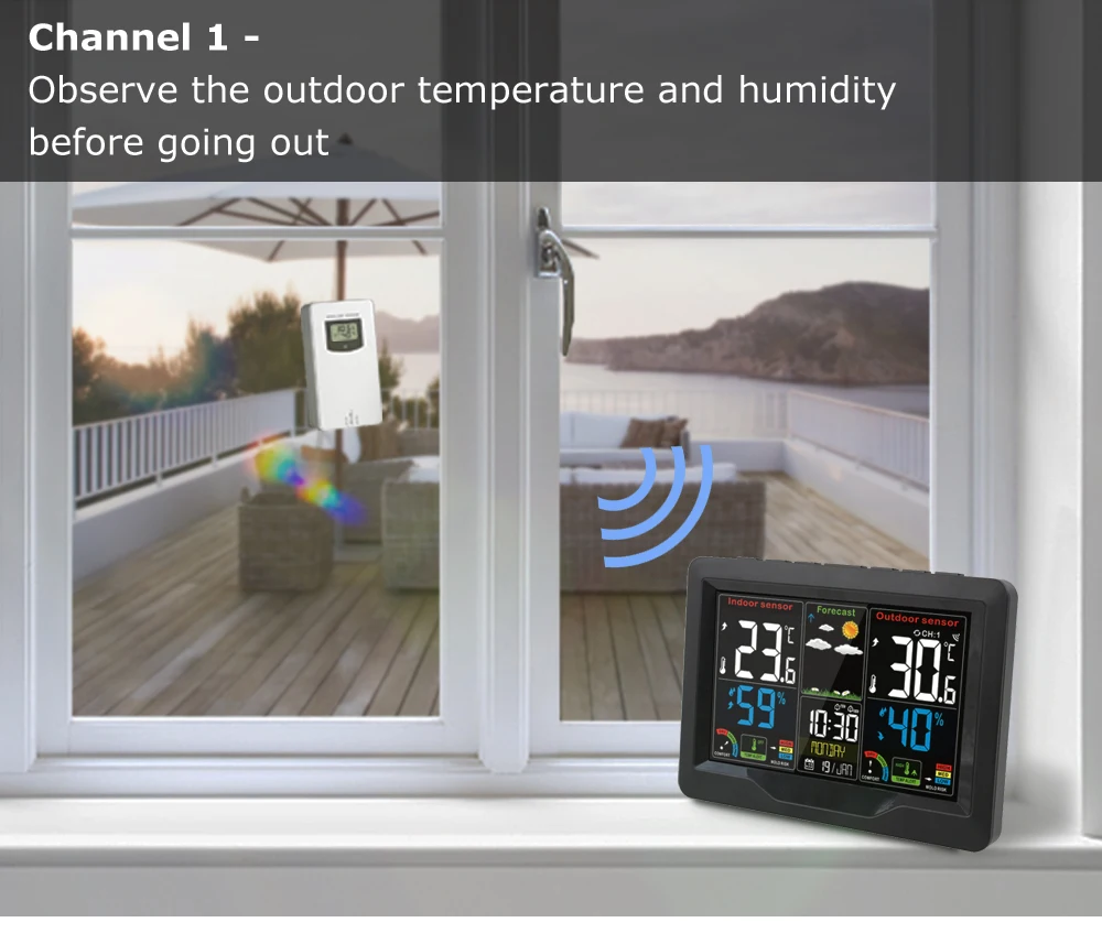 4in1 Digital Thermometer Hygrometer Temperature Humidity Meter