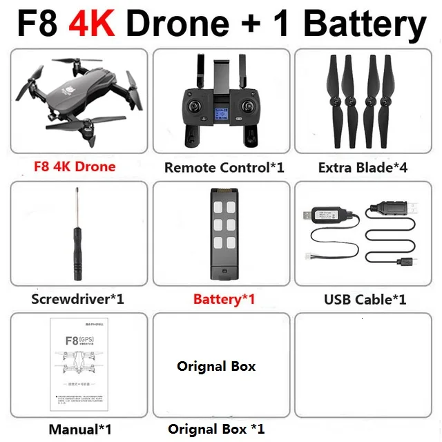 F8 антивибрационный карданный Дрон 4K 5G wifi gps Дроны с камерой HD 1 км Квадрокоптер SD карта Дрон Профессиональный VS SG907 L109 - Цвет: 4K 1B Box