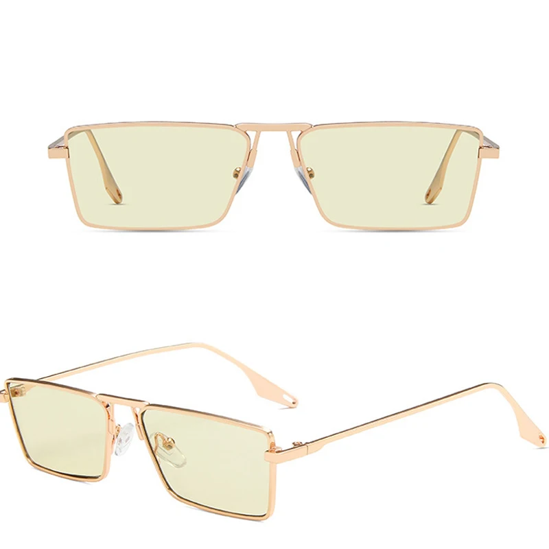 Lunettes de soleil carrées vintage avec verres vert olive_voghion.com
