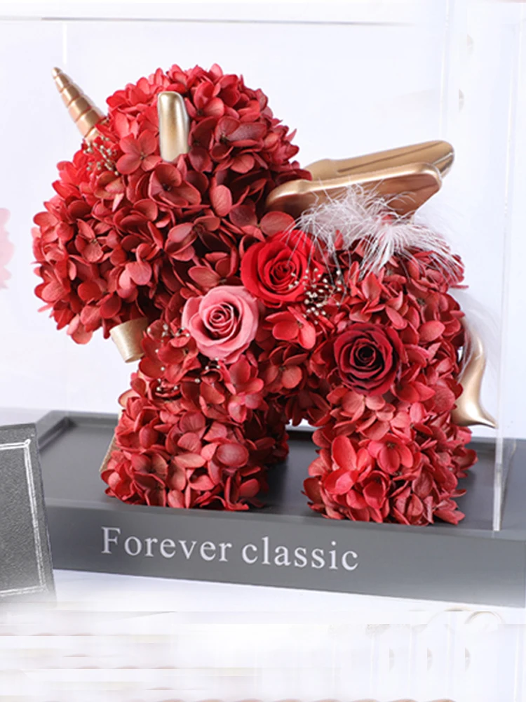 HomeDectorSimulatedRoseGiftBoxEternalFlowerUnicornDecoration