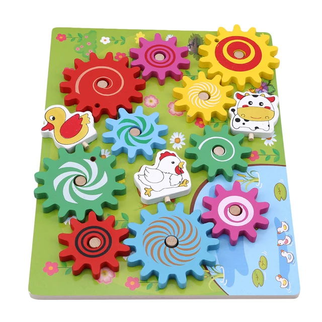 Children's wooden animal gear 3D block assembly animal assembly building blocks Montessori material toy puzzle turntable puzzle 1