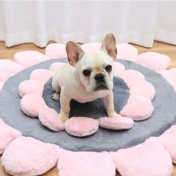 

Pink Coral Fleece Dog Bed Flower Shape Home Floor Sofa Bed Sleeping Washable Cat Cushion Mat for Large Medium Mats Dogs Product
