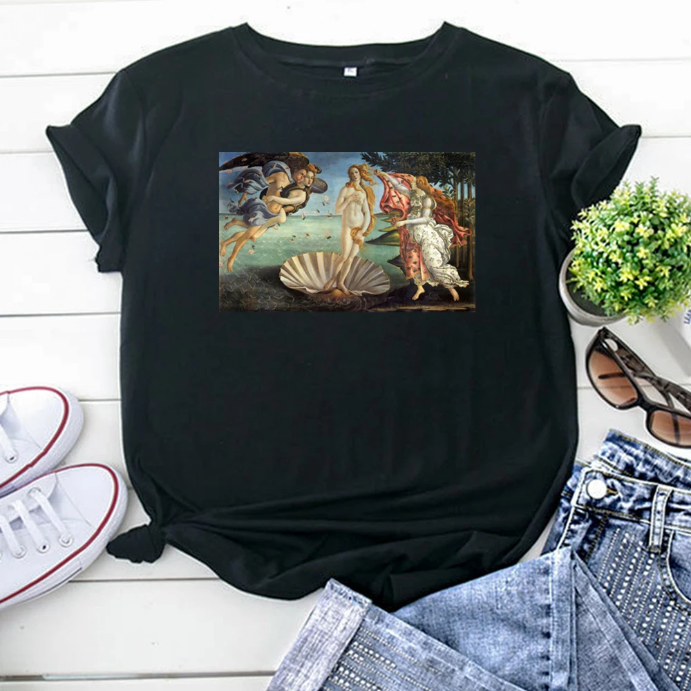 Personality T Shirts Oil Painting Printing Women Tshirts Fashion Harajuku T-Shirt For Women'S Solid Color Vintage Tee Shirts