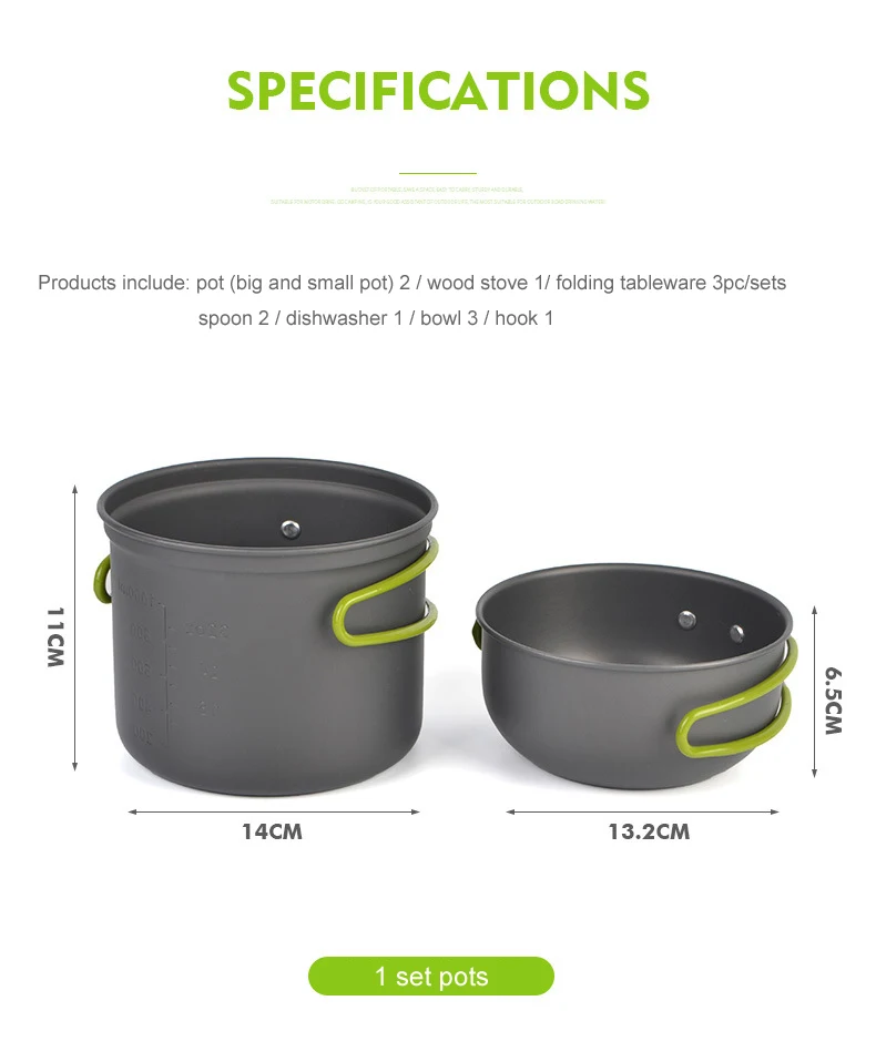 Camping Cookware set Outdoor Camping Pots and wood Stove Picnic Tableware With Foldable Spoon Fork Knife Combination For Picnic