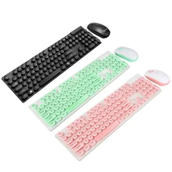 

Wired Keyboard and Mouse Combo Keyboard with Retro Punk Round Keycaps for Laptop Computer