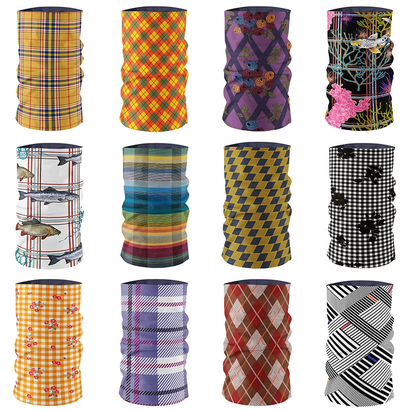 

Fashion Trend Plaid Printing Headscarf Women Summer Neck Gaiter Sports Cycling Hand Strap Wristband Soft Elastic Hijab Scarf