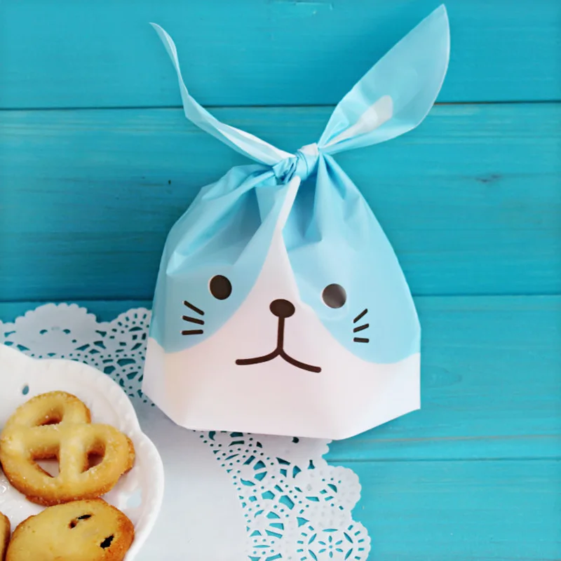 

20pcs Long Rabbit Ears Plastic Bag Party Cookie Baking Bake Biscuit Candy Bags Treat Snack Birthday Favor Pouch Bag Gift Packing